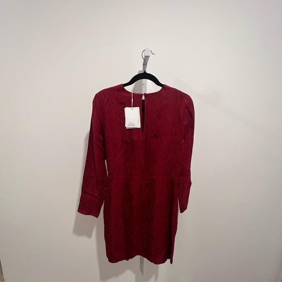 & Other Stories Womens Dress Jacquard Snake Print Dark Pink Twist Knot 4 - Picture 1 of 6